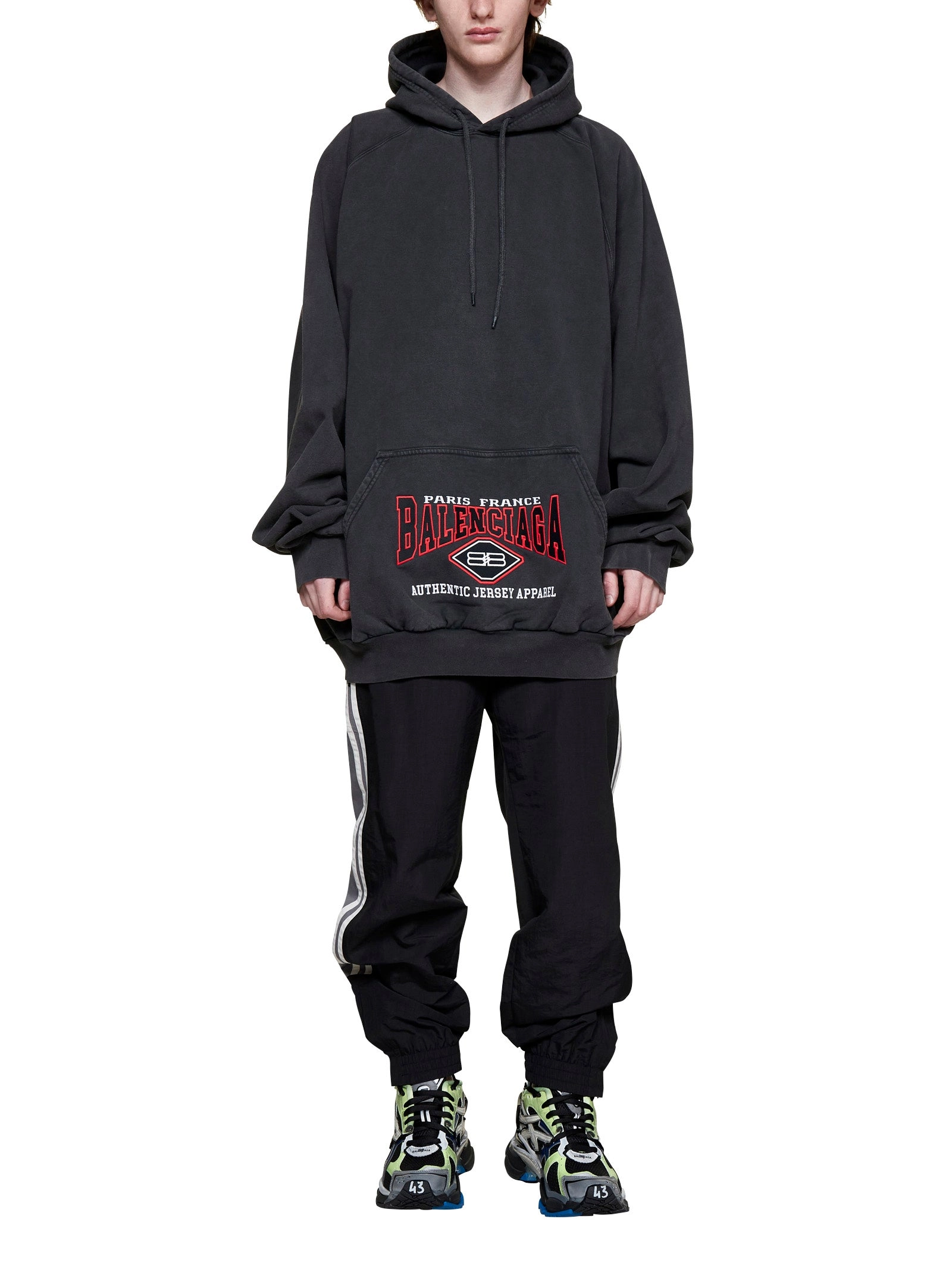Balenciaga Logo Detailed Drawstring Hoodie