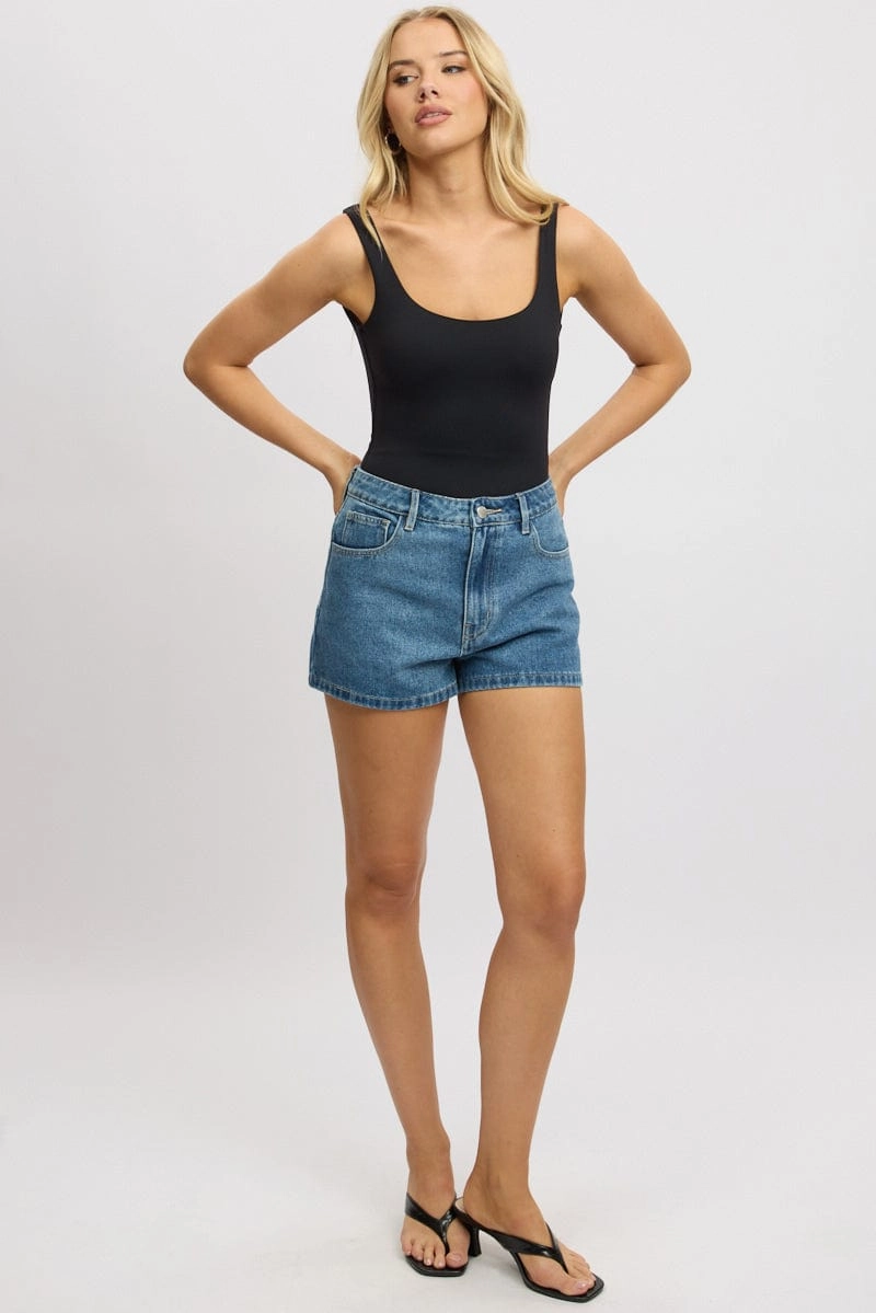 Black Bodysuit Sleeveless Scoop Neck