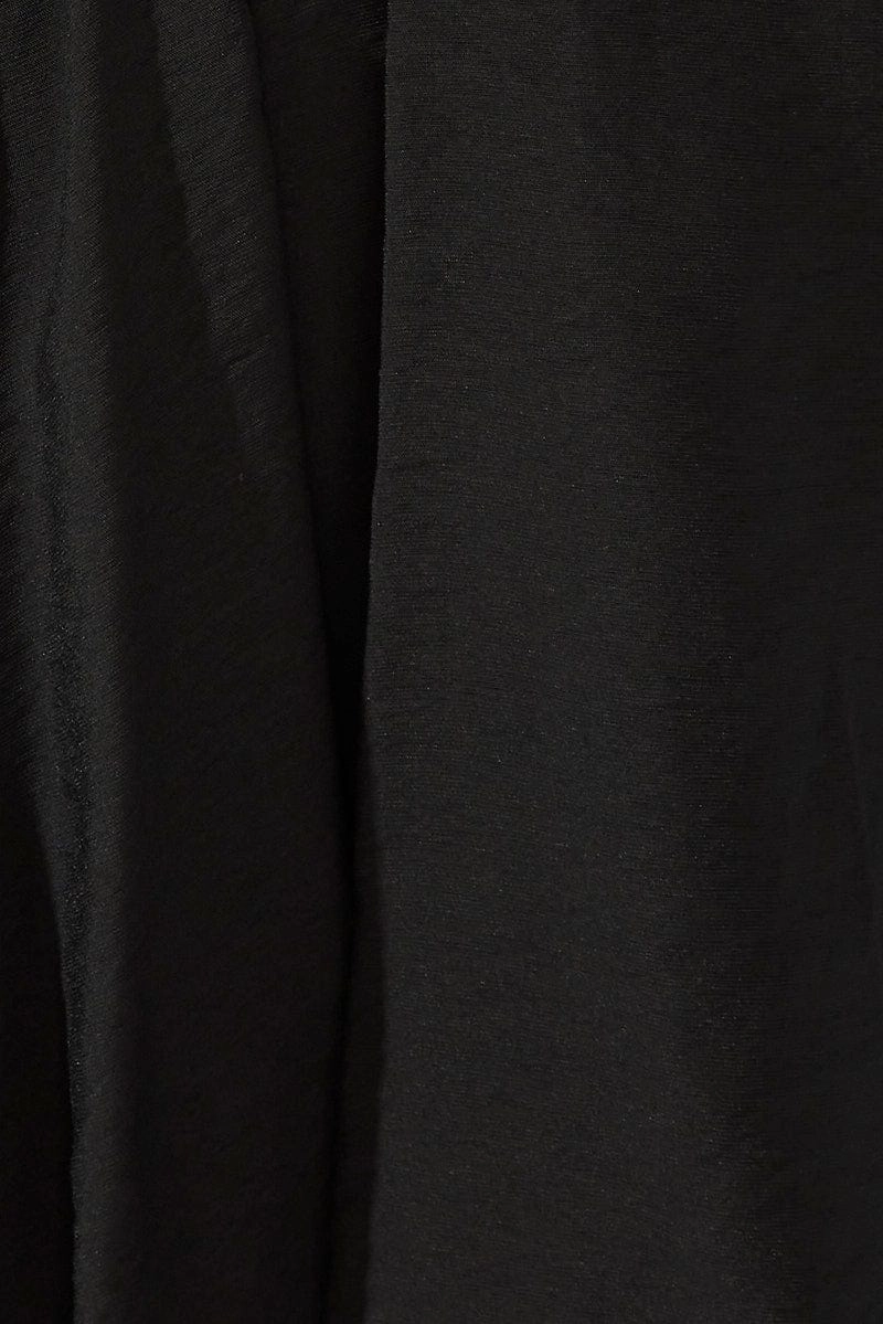 Black Fit and Flare Dress Short Sleeve Ruched