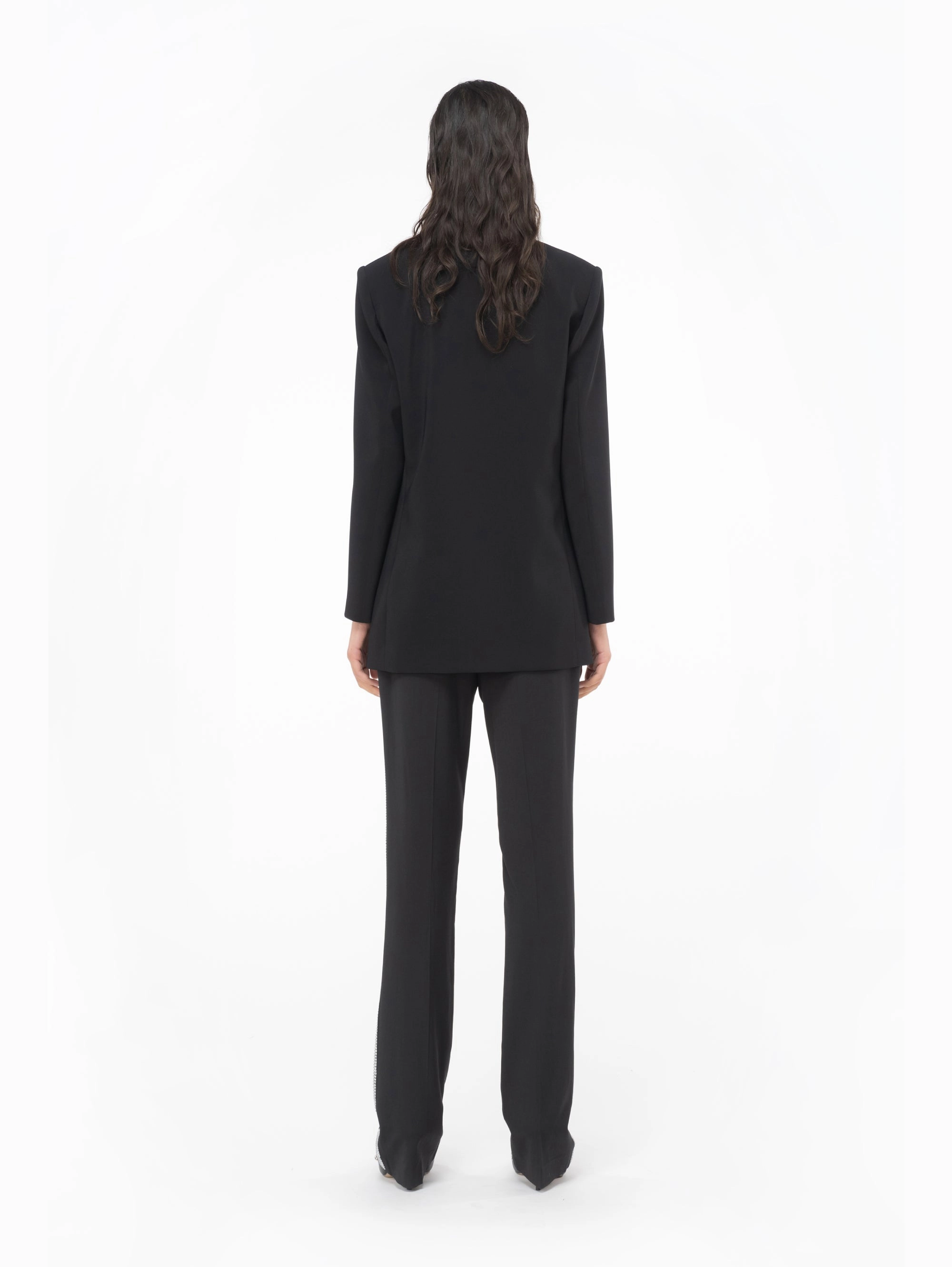 Black Stretch Crepe Fabric Blazer