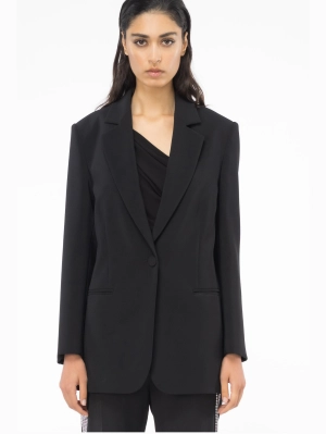 Black Stretch Crepe Fabric Blazer