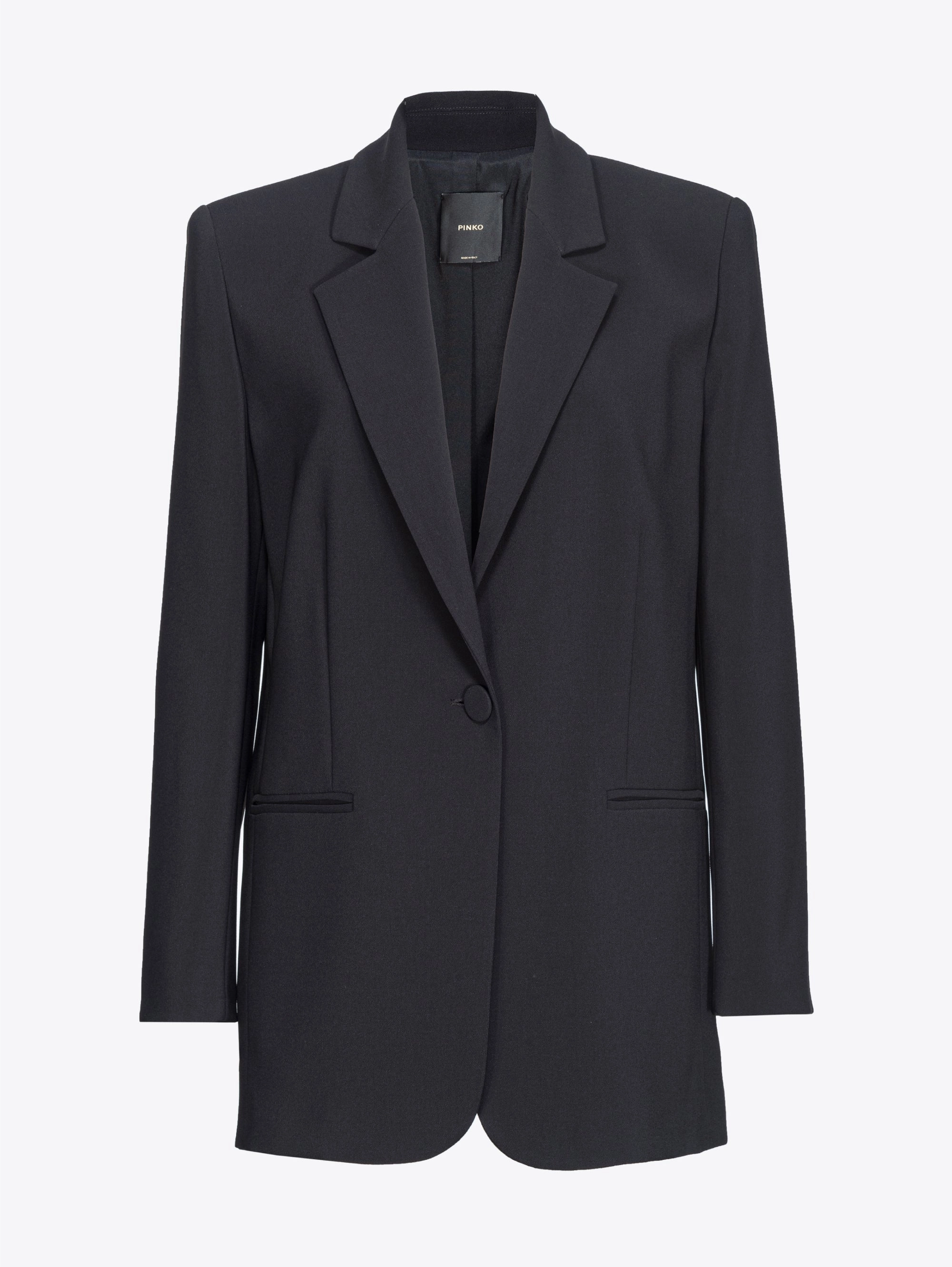 Black Stretch Crepe Fabric Blazer