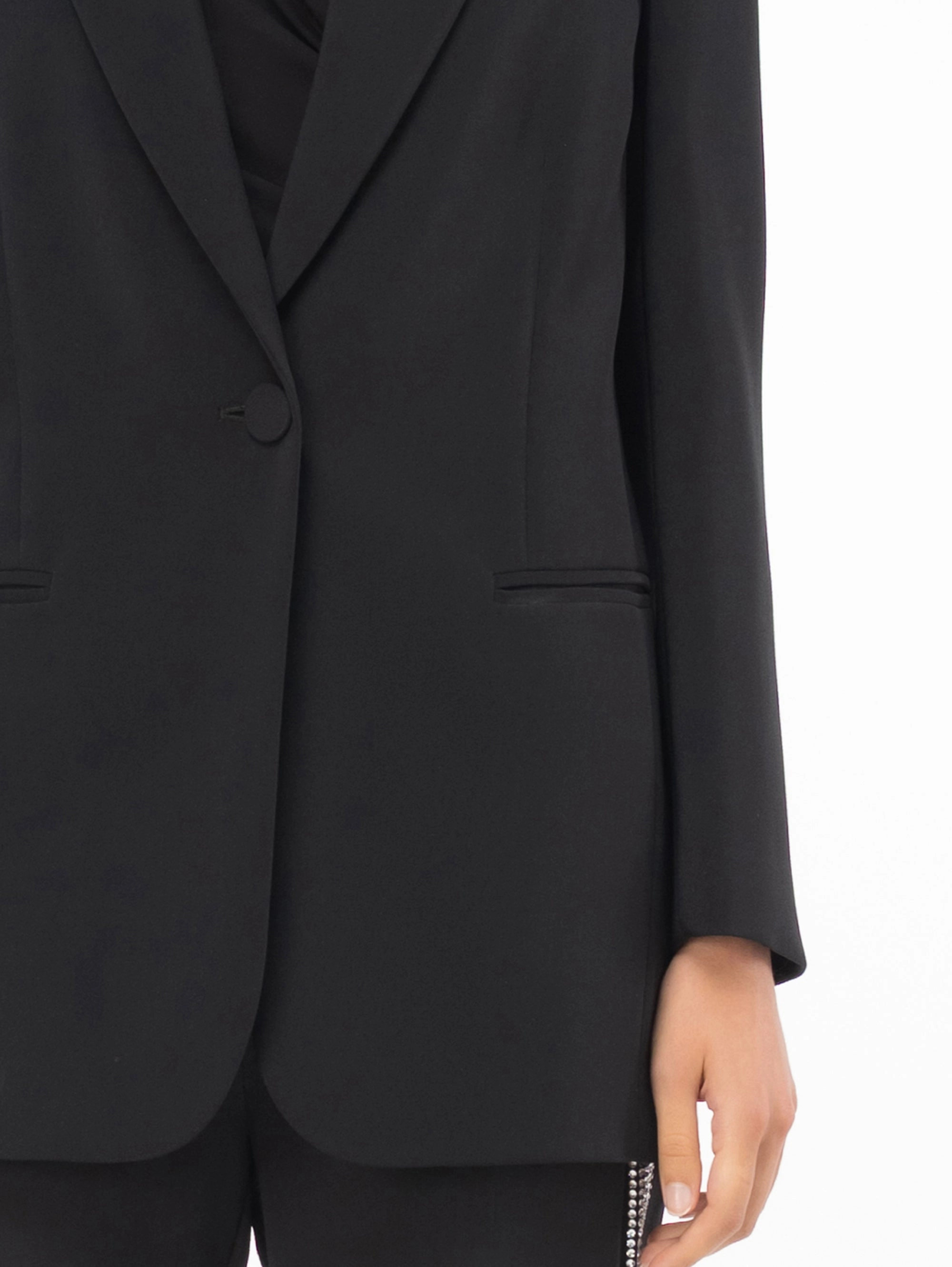 Black Stretch Crepe Fabric Blazer
