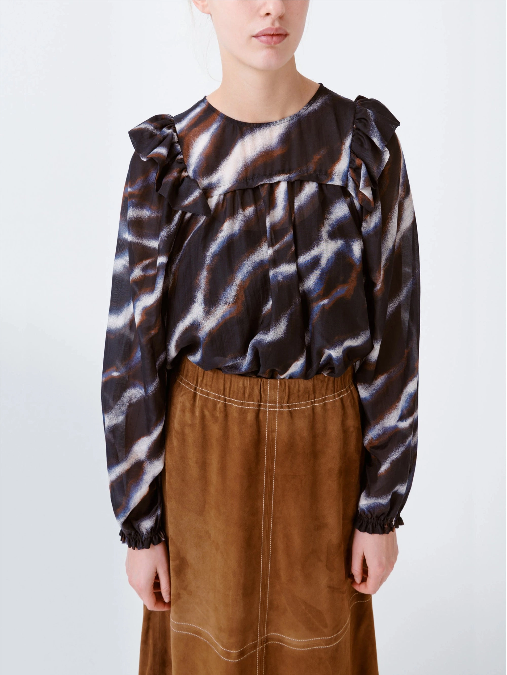 Blouse with Black Print