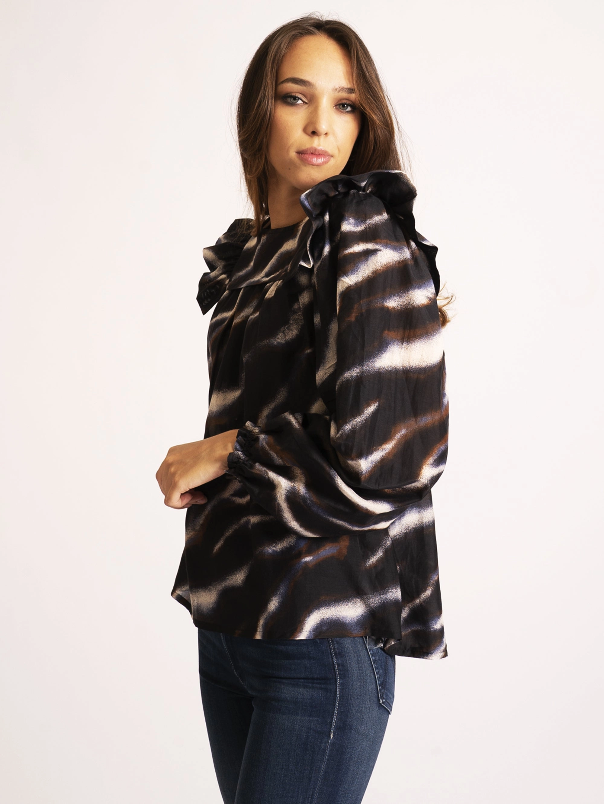 Blouse with Black Print