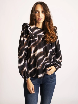 Blouse with Black Print
