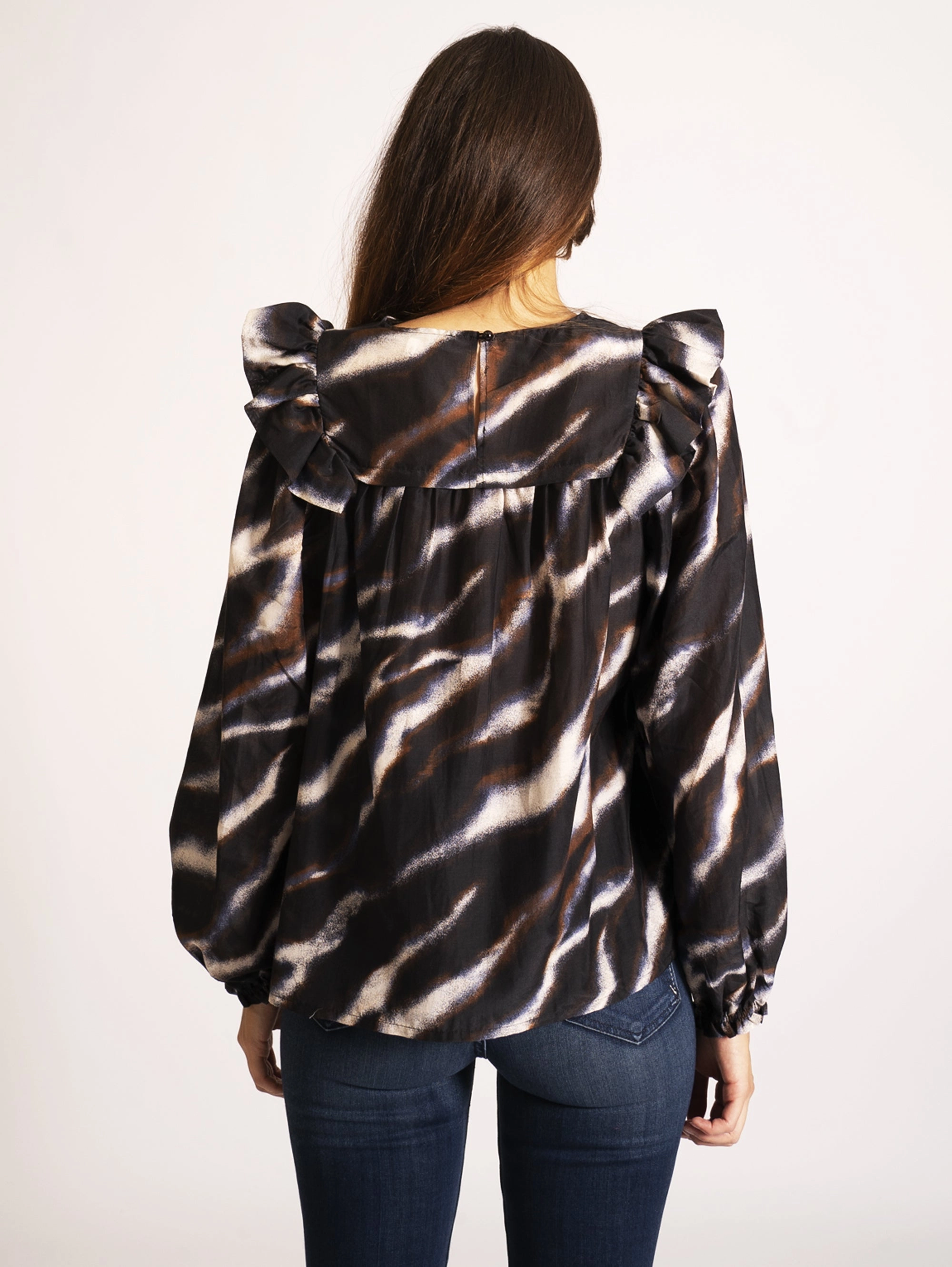 Blouse with Black Print
