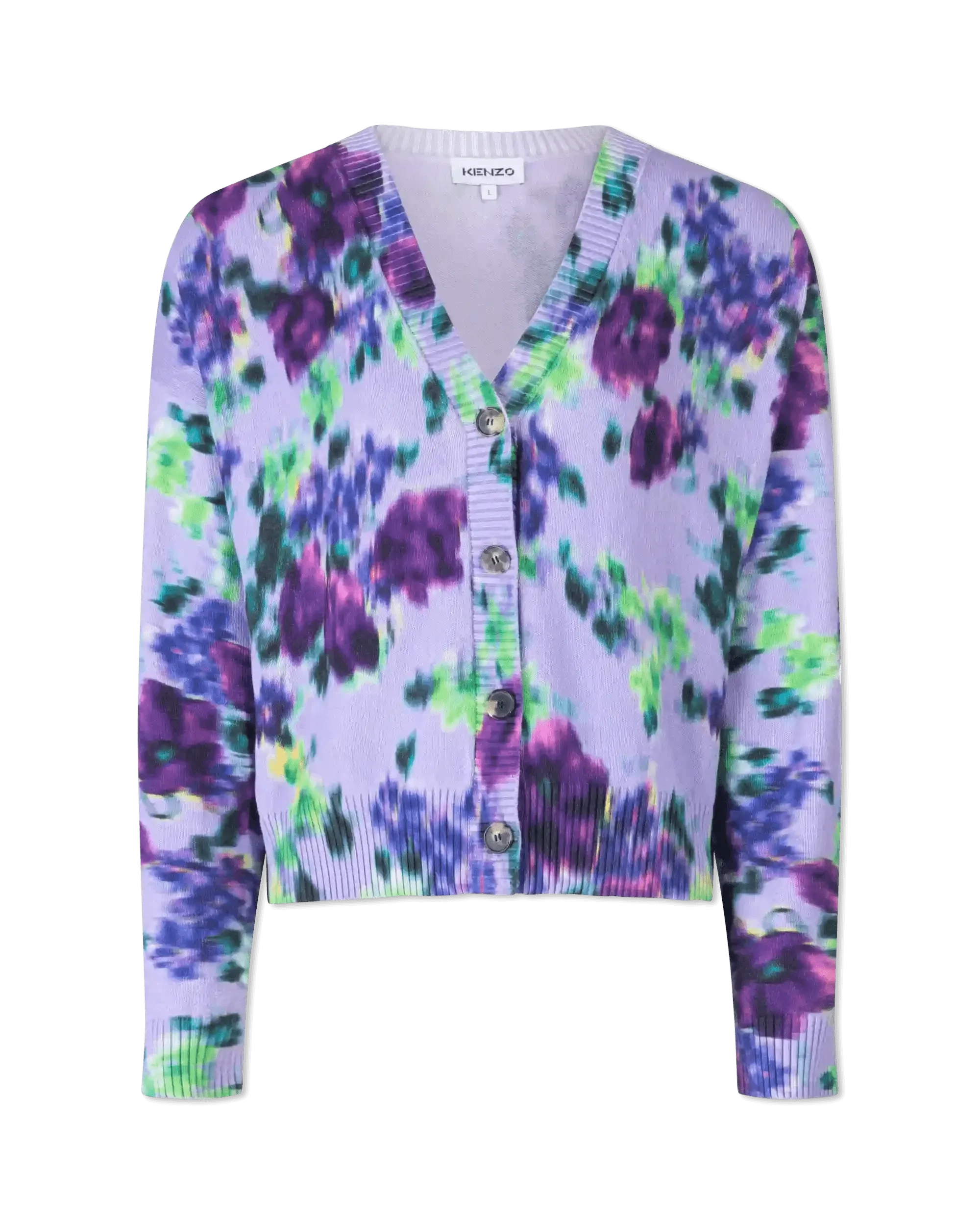 Blurred Floral Printed Buttoned Cardigan