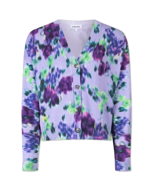 Blurred Floral Printed Buttoned Cardigan
