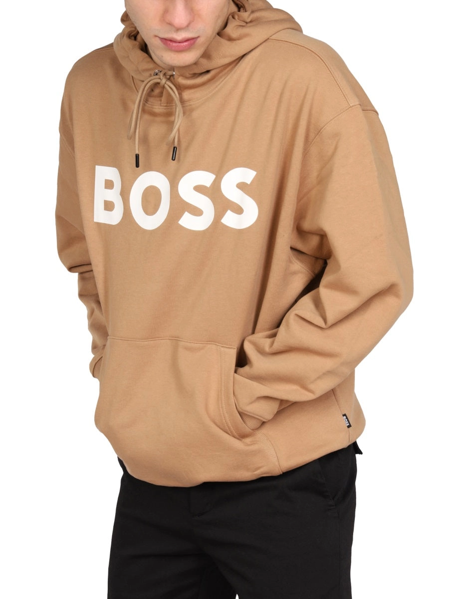 Boss Hugo Boss Logo Print Drawstring Hoodie