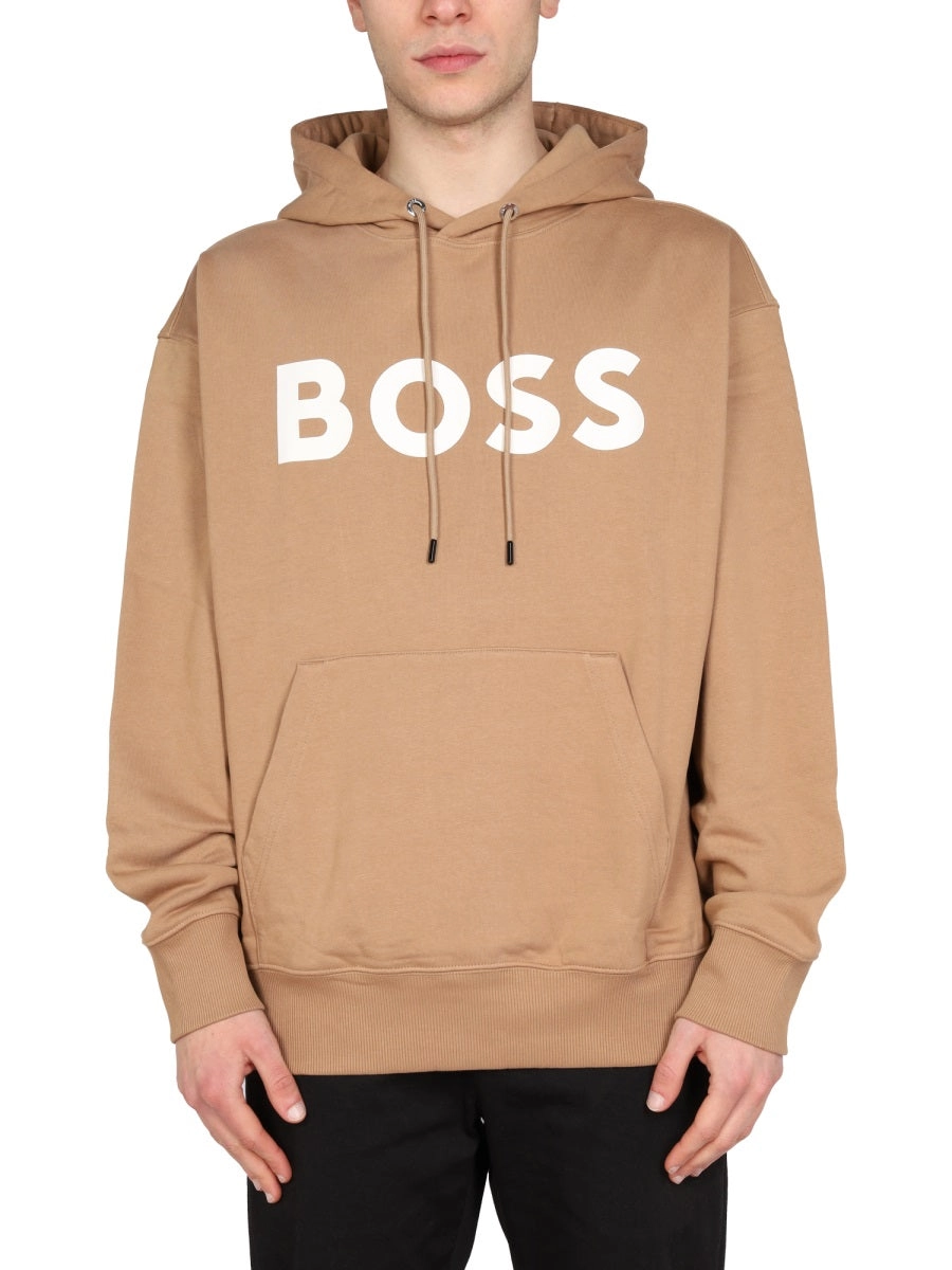 Boss Hugo Boss Logo Print Drawstring Hoodie