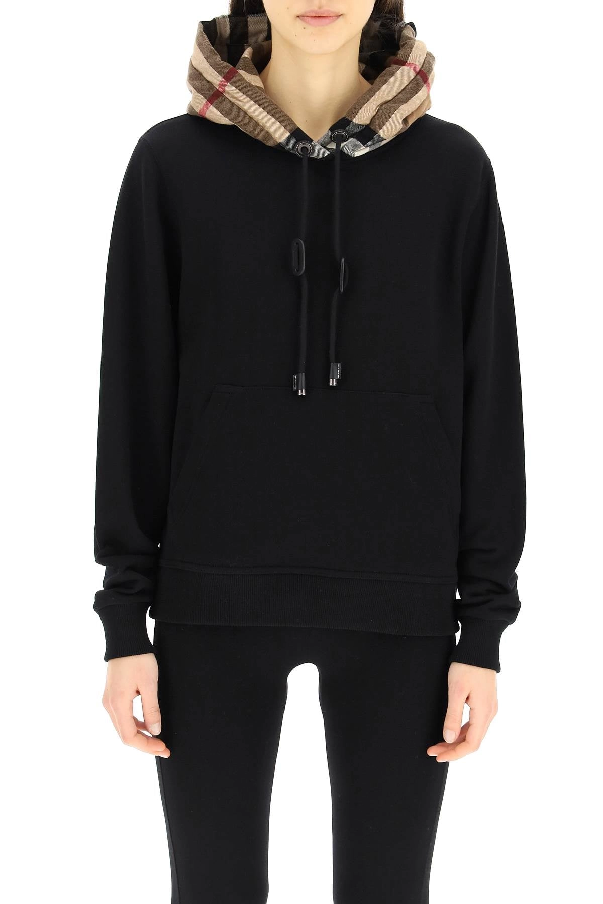 Burberry Check Detailed Drawstring Hoodie