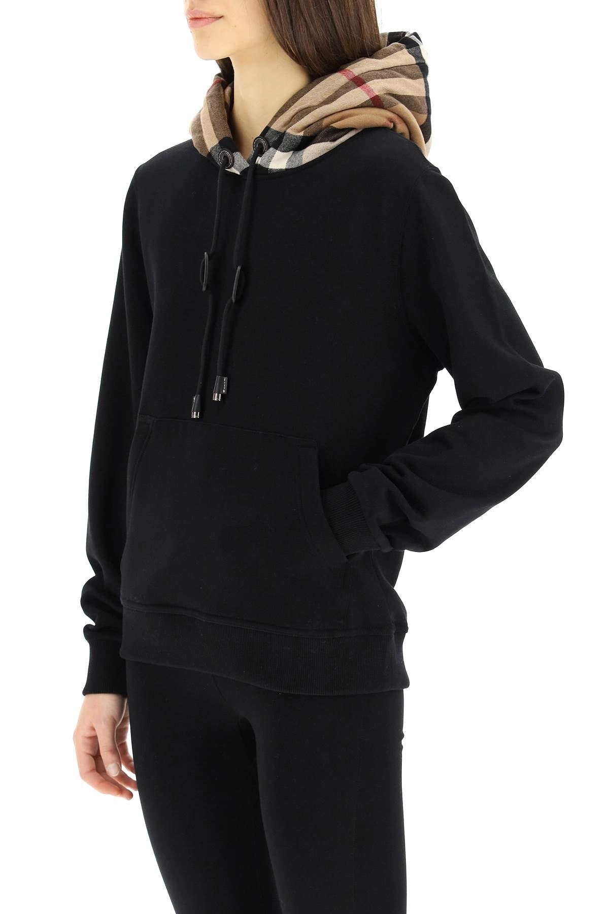 Burberry Check Detailed Drawstring Hoodie
