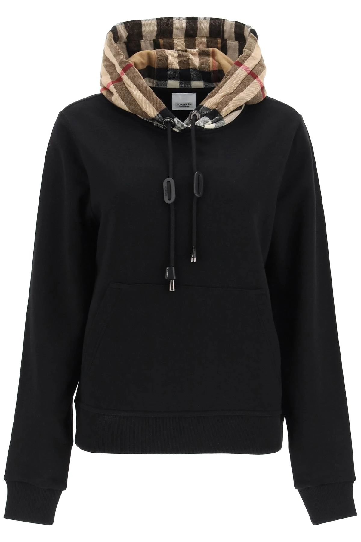 Burberry Check Detailed Drawstring Hoodie