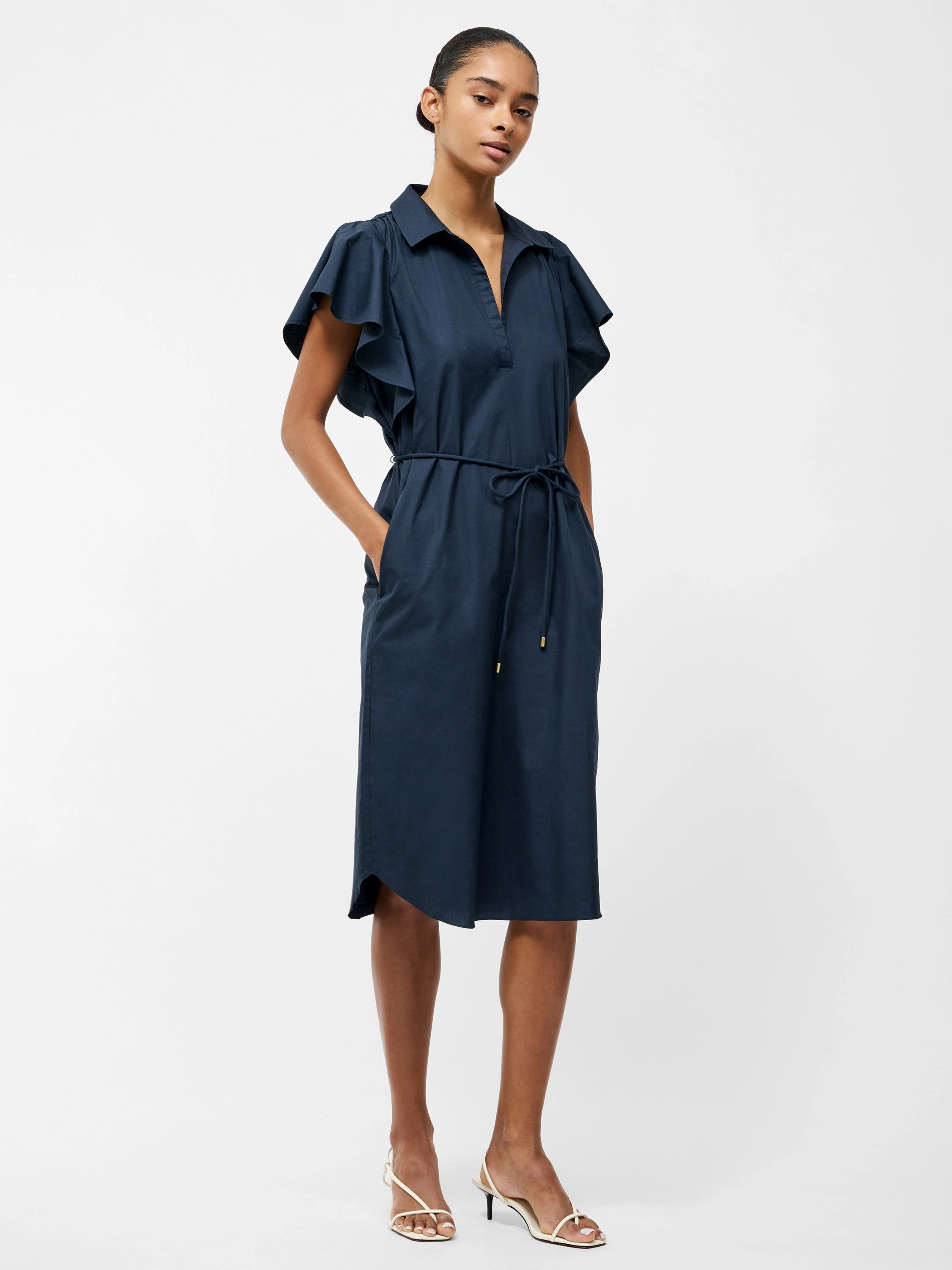Cambria Cotton Belted Midi Dress