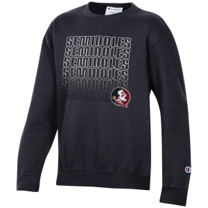 Champion Youth Seminoles/Seminole Logo Design Crew Fleece - Black