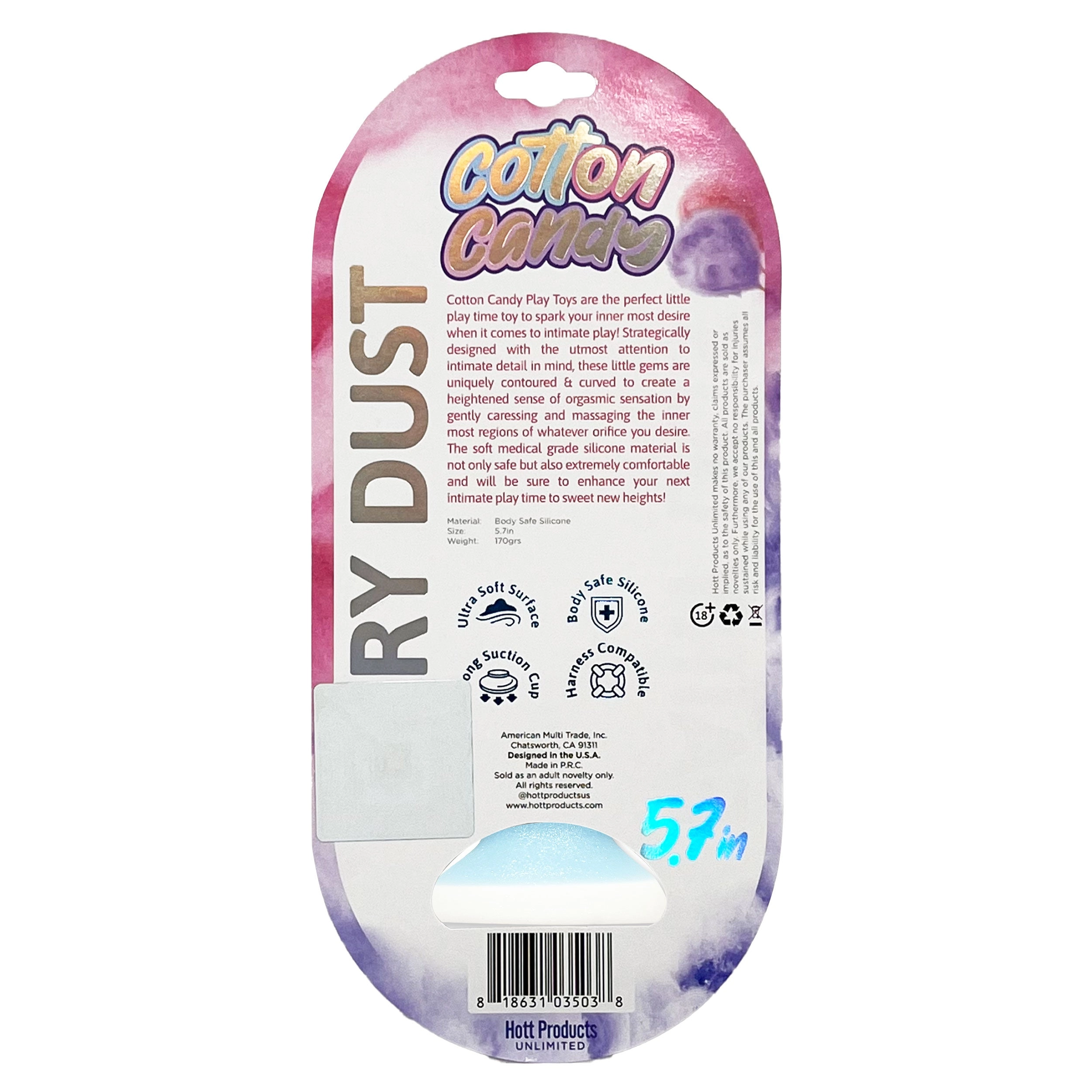 Cotton Candy Fairy Dust 5.7" Suction Cup Dildo