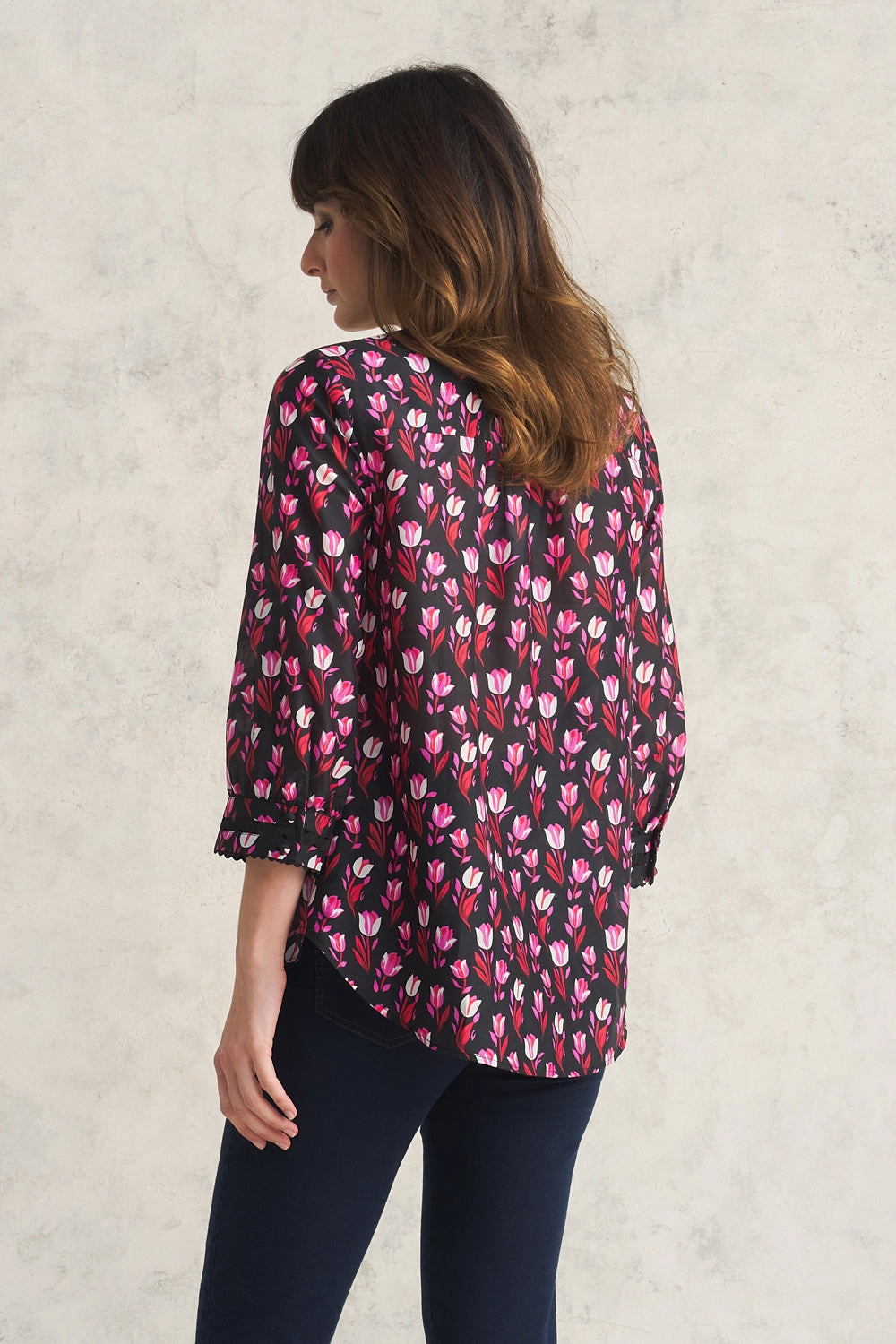 Cotton Silk Blouse - Tulips Print