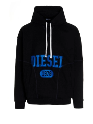 Diesel S-Muster Logo Printed Drawstring Hoodie