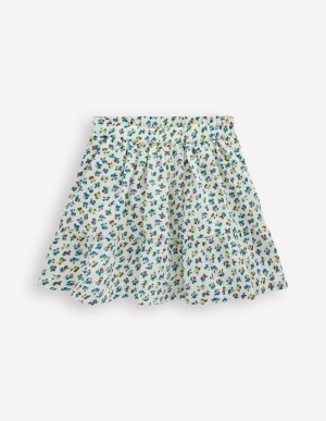 Double Cloth Printed Skirt-Soft Ivory Ditsy Floral