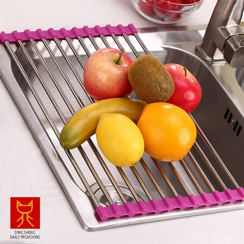 Drain Rack Folding Kitchen Sink Shelf 304 Stainless Steel