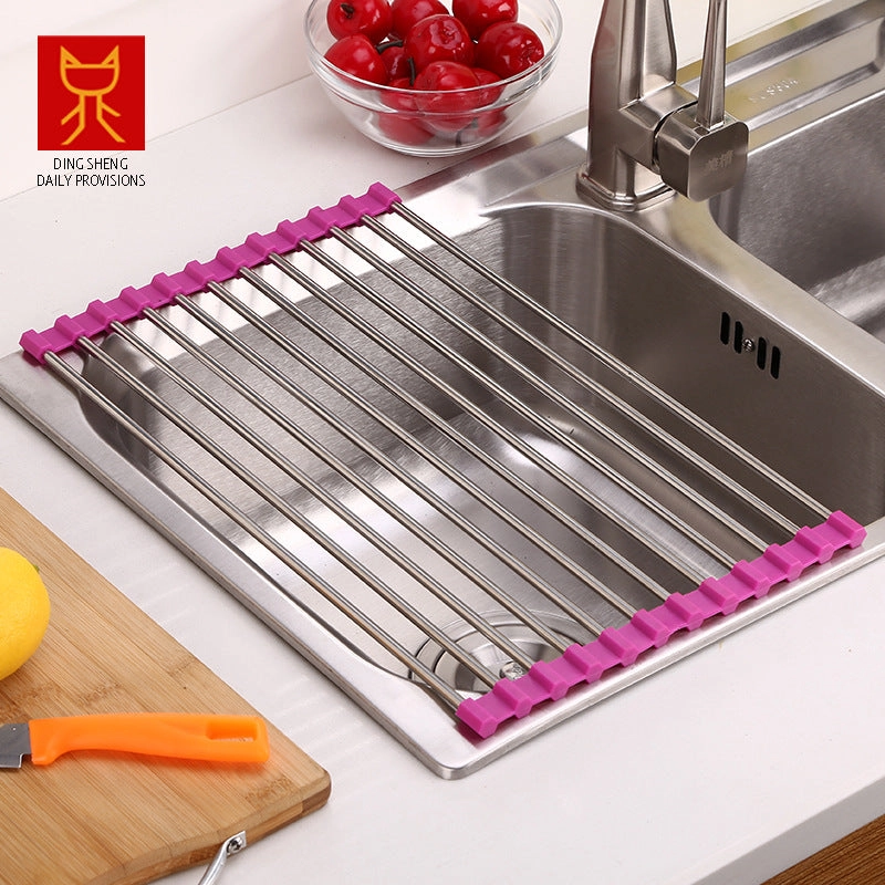 Drain Rack Folding Kitchen Sink Shelf 304 Stainless Steel