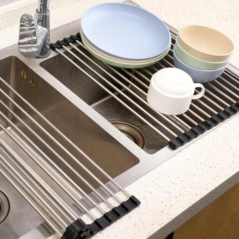 Drain Rack Folding Kitchen Sink Shelf 304 Stainless Steel