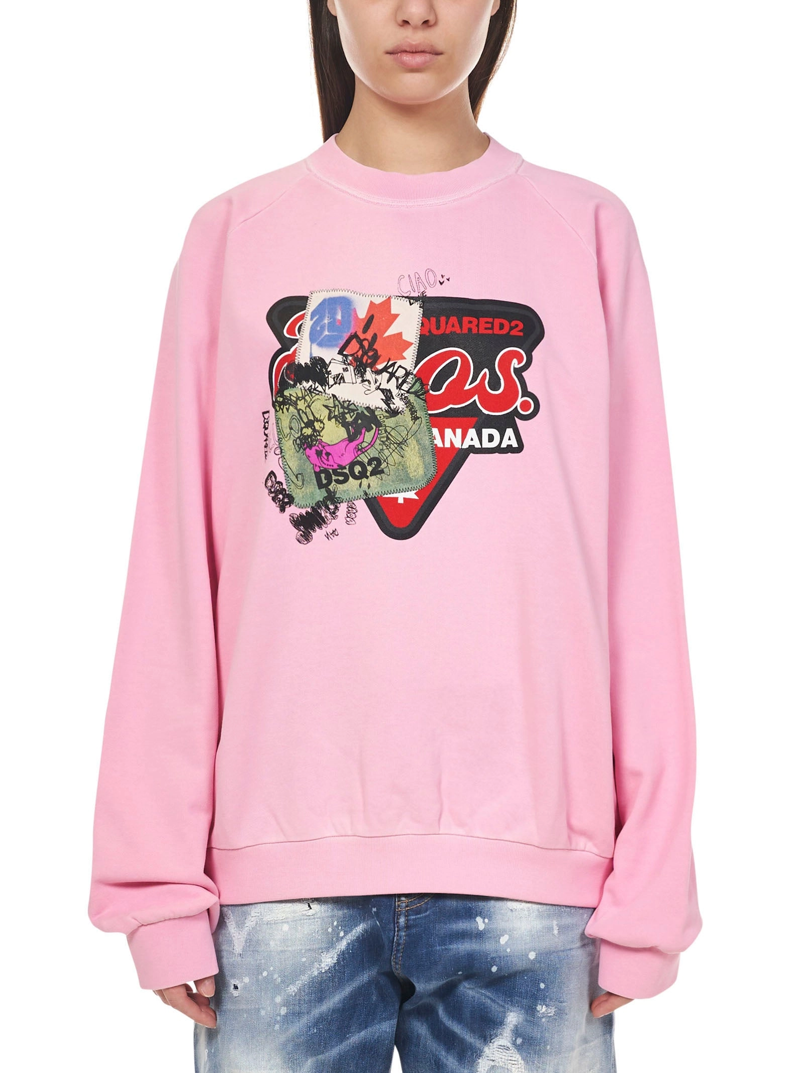 Dsquared2 Logo Patch Crewneck Sweatshirt