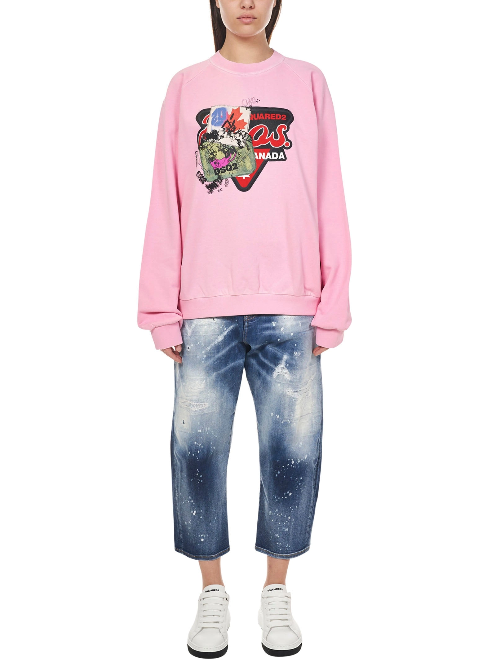 Dsquared2 Logo Patch Crewneck Sweatshirt