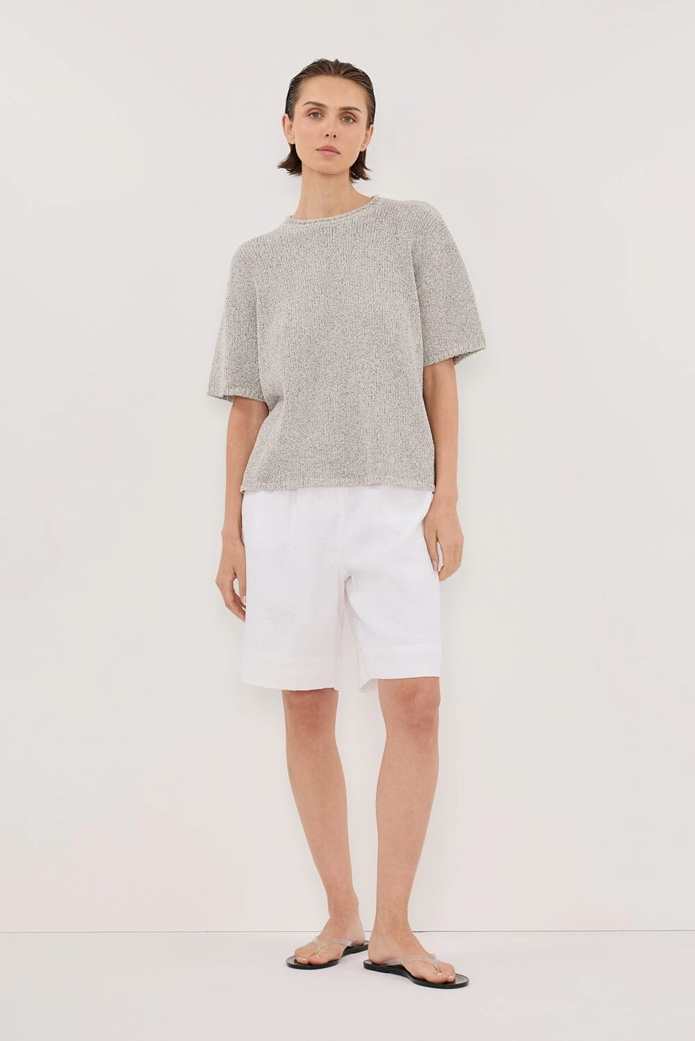 ERIN SILVER MARLE BOXY KNIT TEE