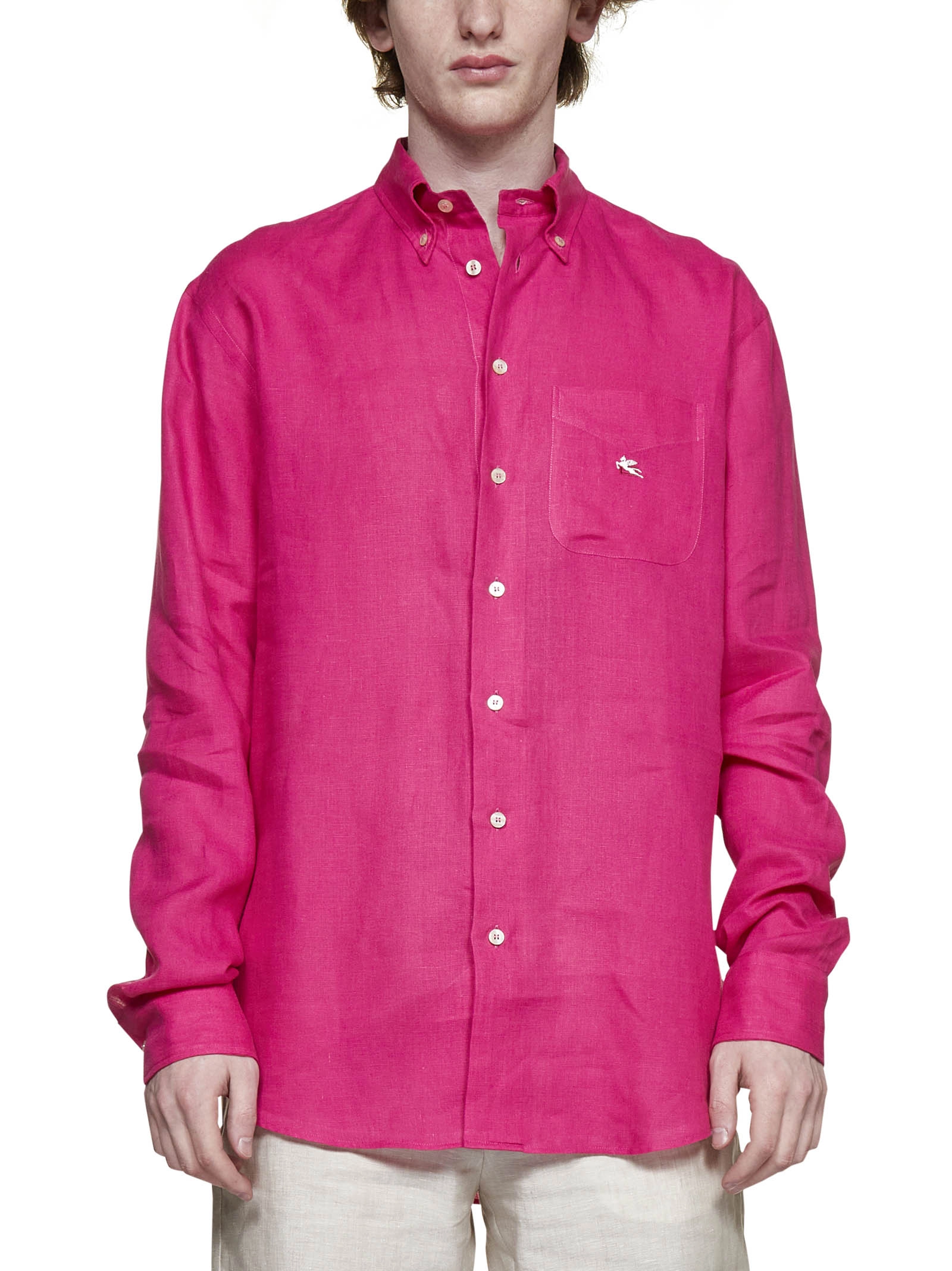 Etro Pocket Patch Logo Embroidered Shirt