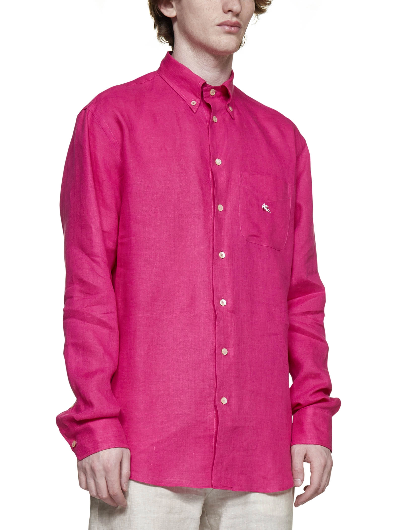 Etro Pocket Patch Logo Embroidered Shirt