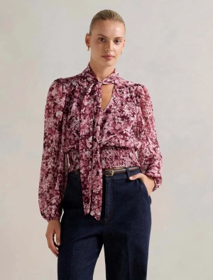 Gloria Shirred Printed Blouse