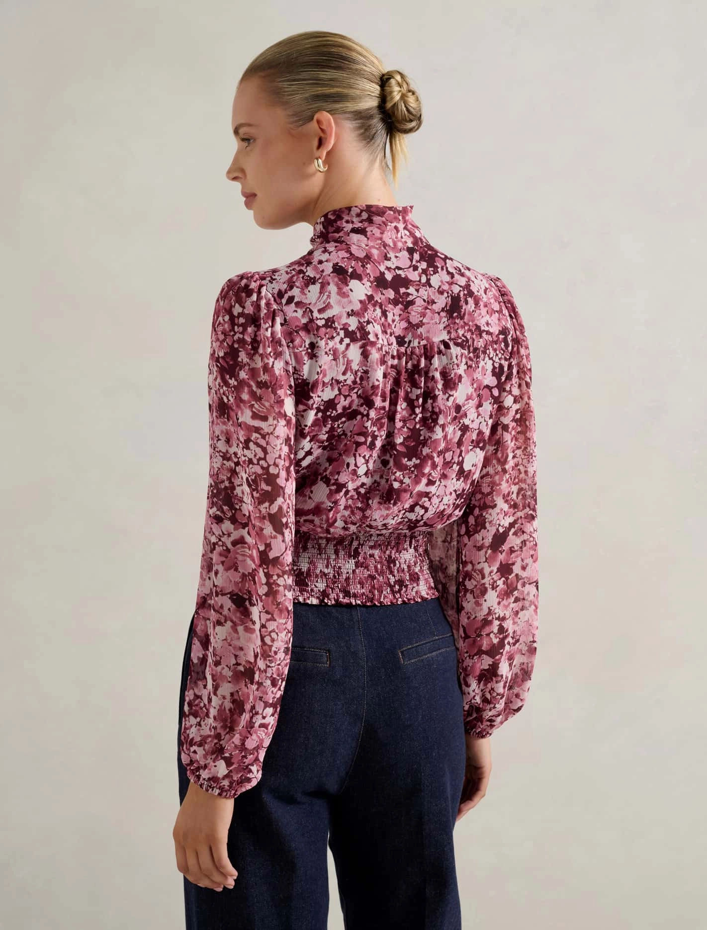 Gloria Shirred Printed Blouse