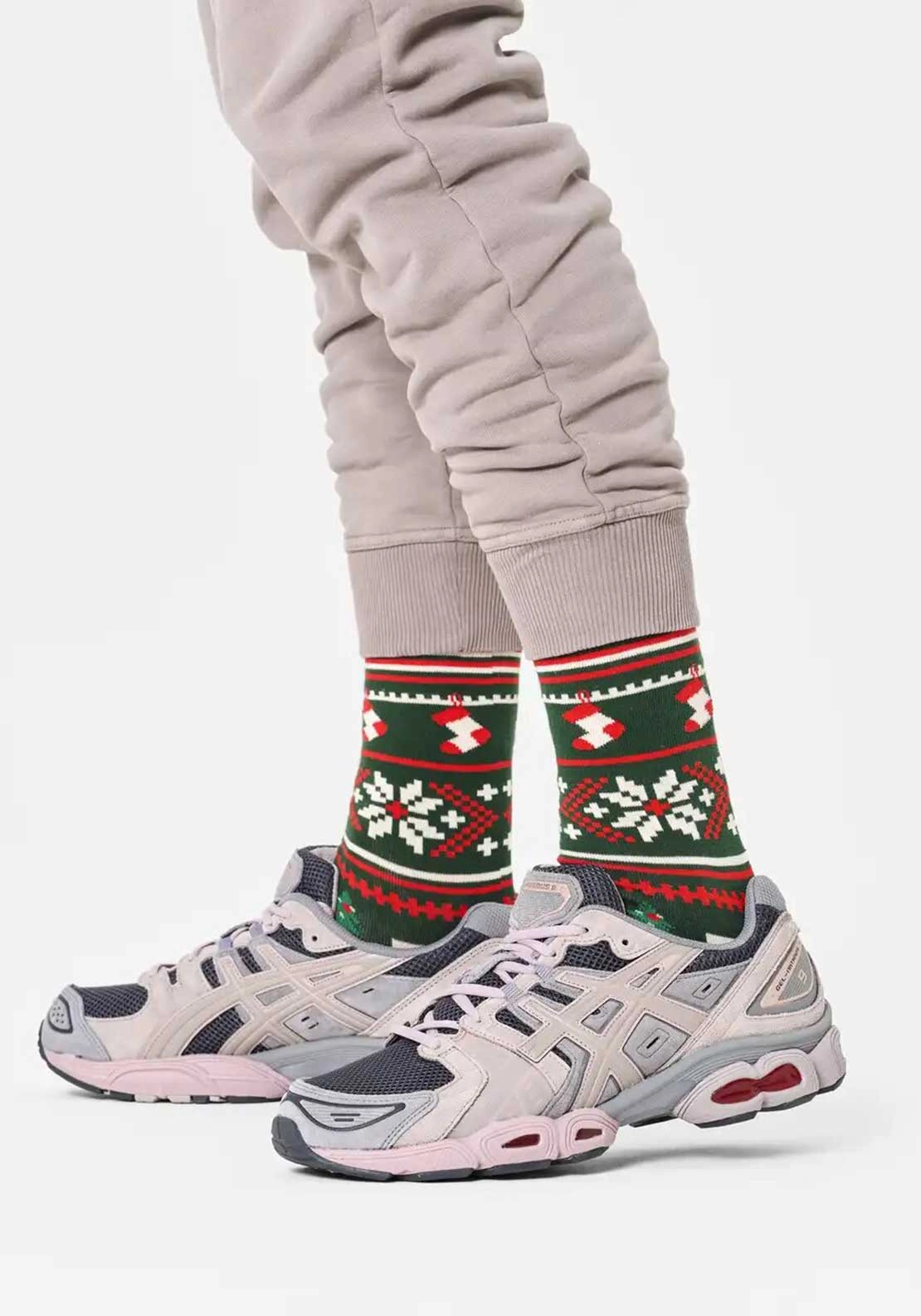Happy Socks Christmas Sweater Socks, Dark Green