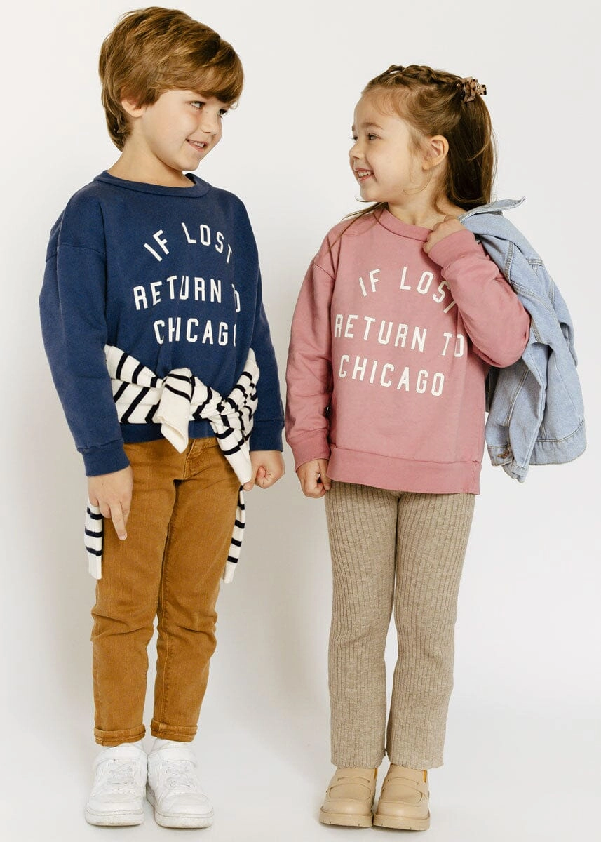 If Lost. Return To Chicago Crewneck - Dusty Rose