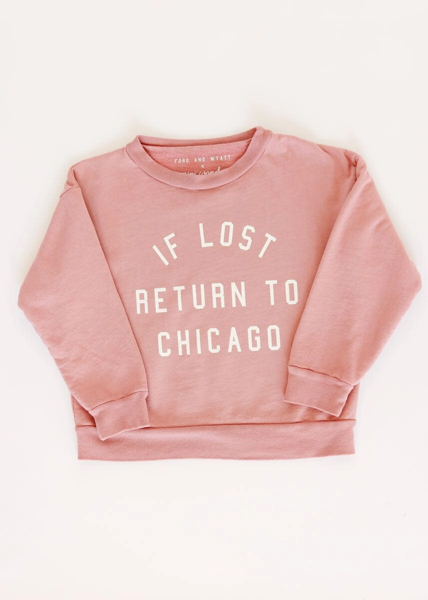 If Lost. Return To Chicago Crewneck - Dusty Rose
