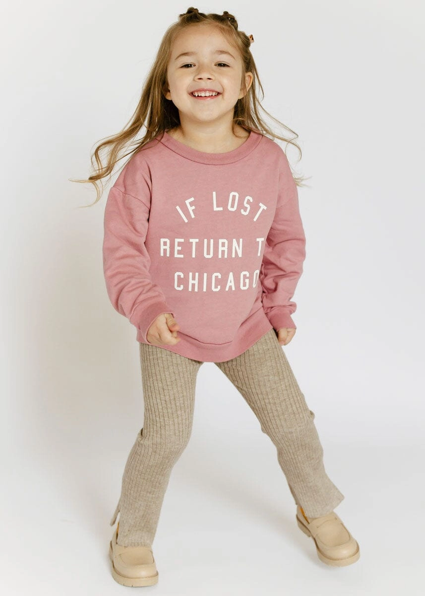If Lost. Return To Chicago Crewneck - Dusty Rose