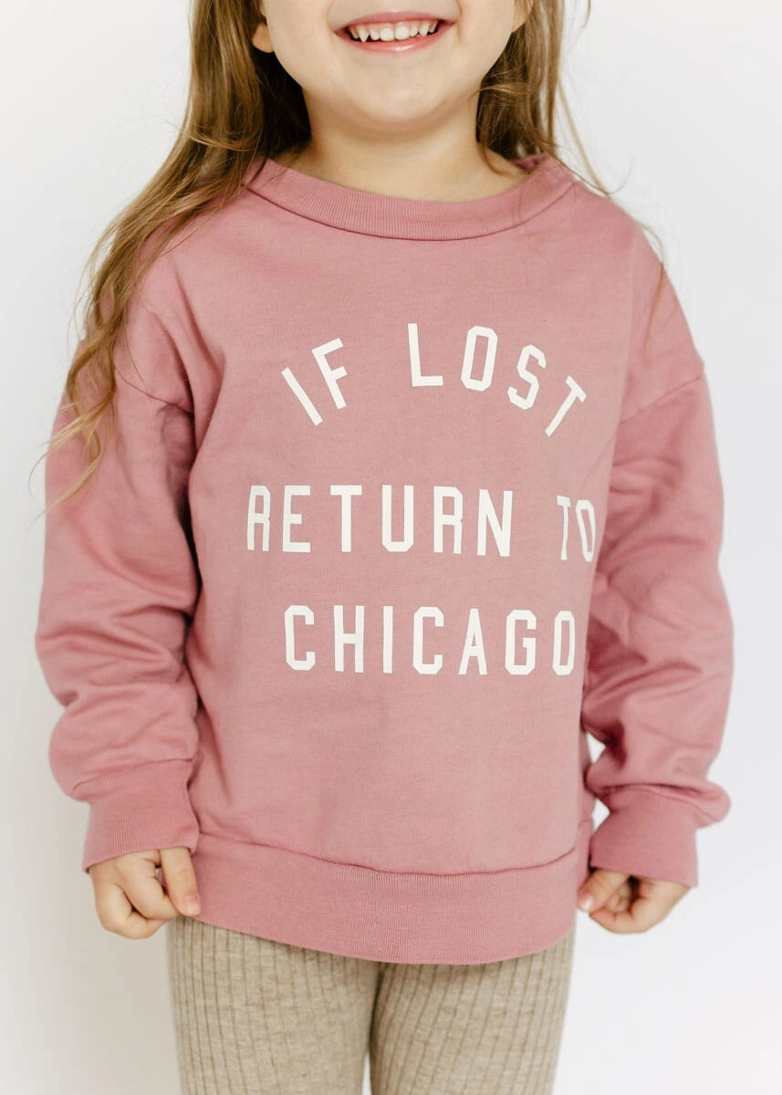 If Lost. Return To Chicago Crewneck - Dusty Rose