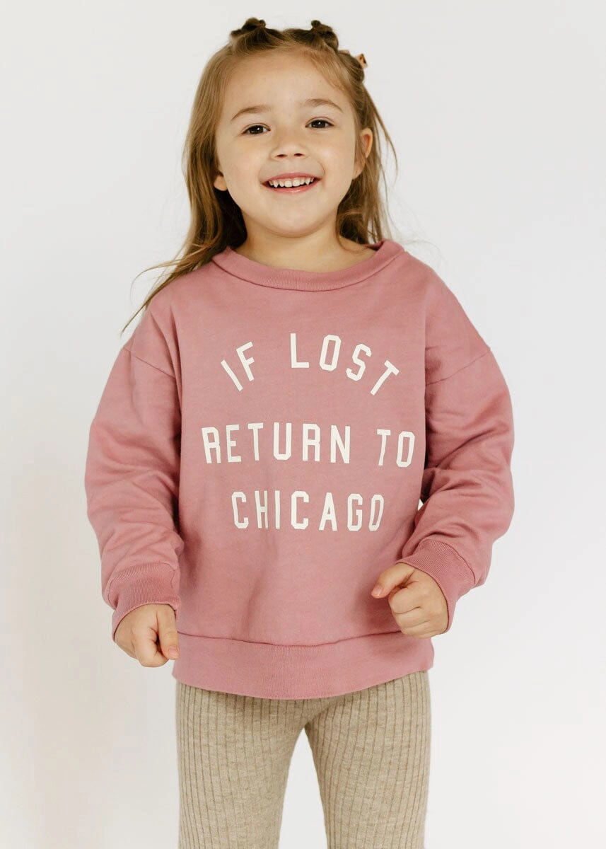 If Lost. Return To Chicago Crewneck - Dusty Rose