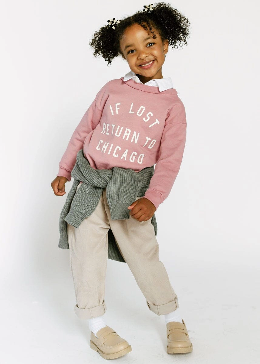 If Lost. Return To Chicago Crewneck - Dusty Rose