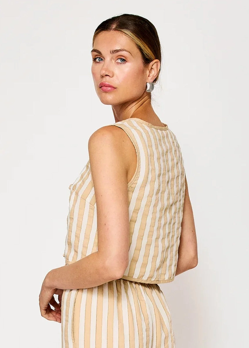 Kamari Striped Tie-Top - Ecru Taupe