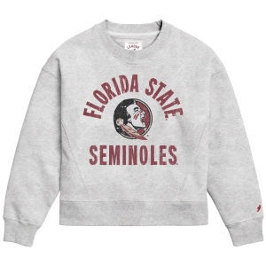 League Women's Florida State Seminoles/Seminole Logo Boxy Crew Fleece - Ash
