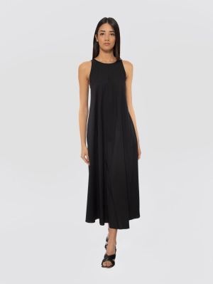 Long Dress in Black Cotton Poplin