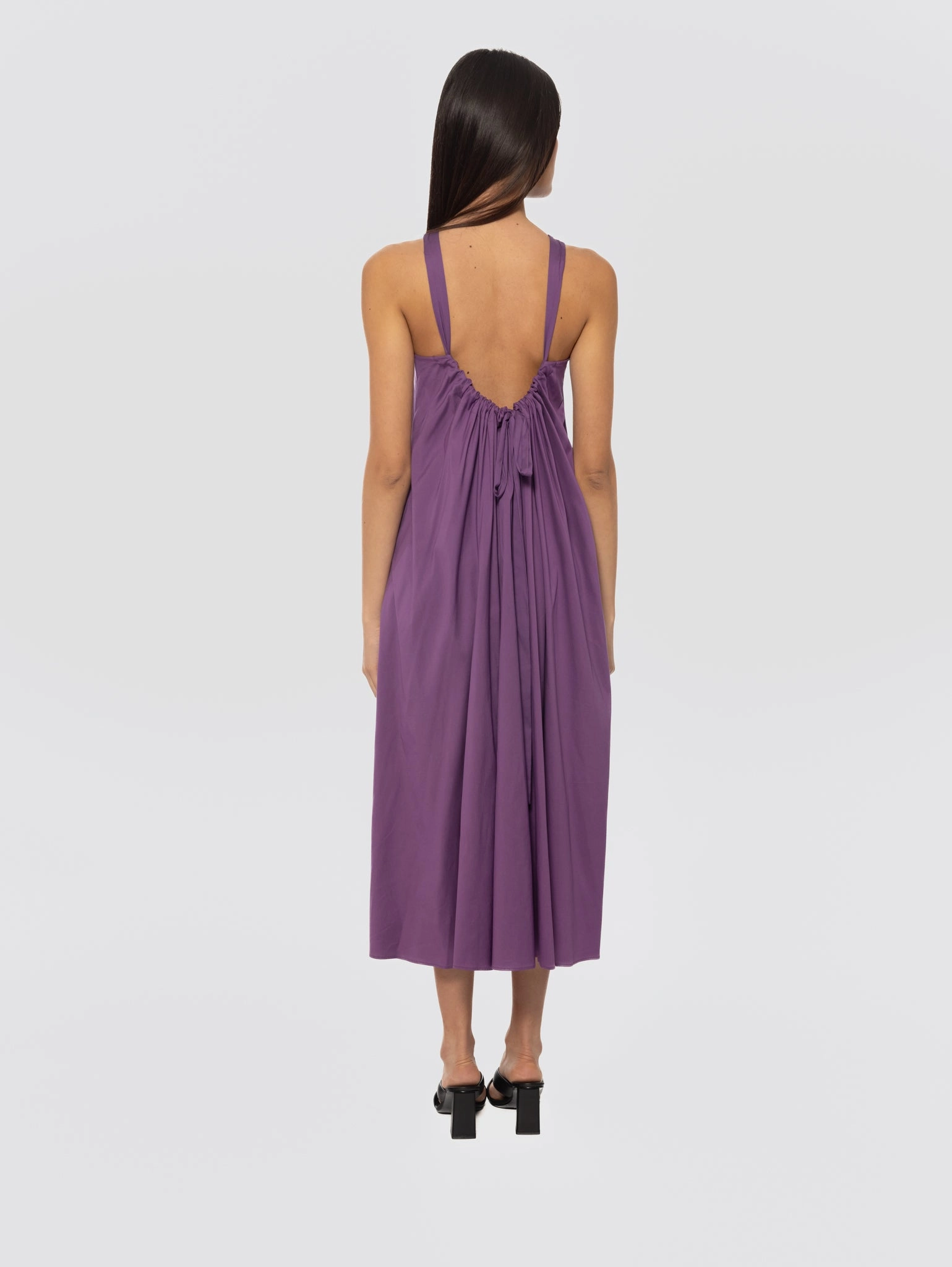 Long Dress in Purple Cotton Poplin