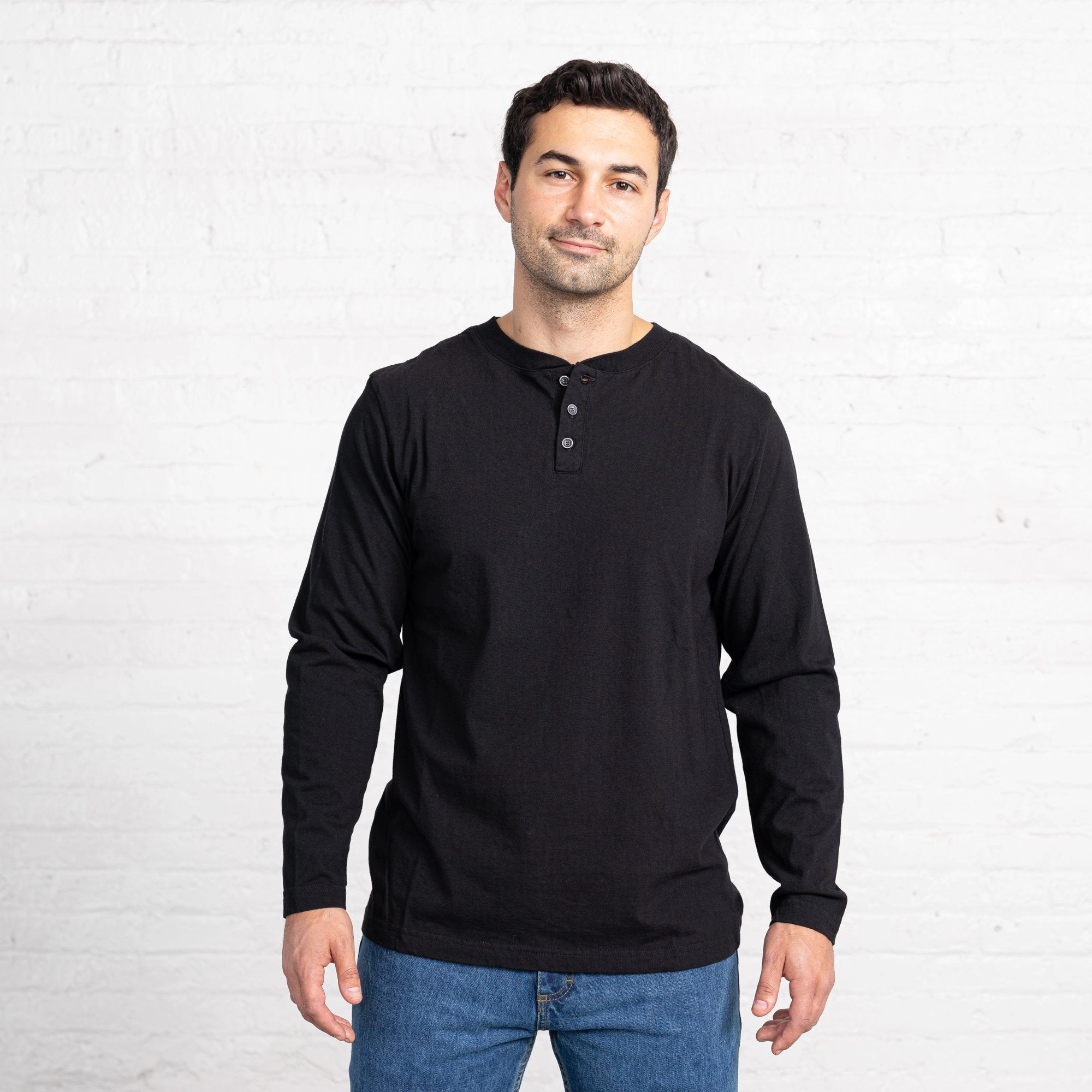 Long Sleeve Henley - Combed Cotton
