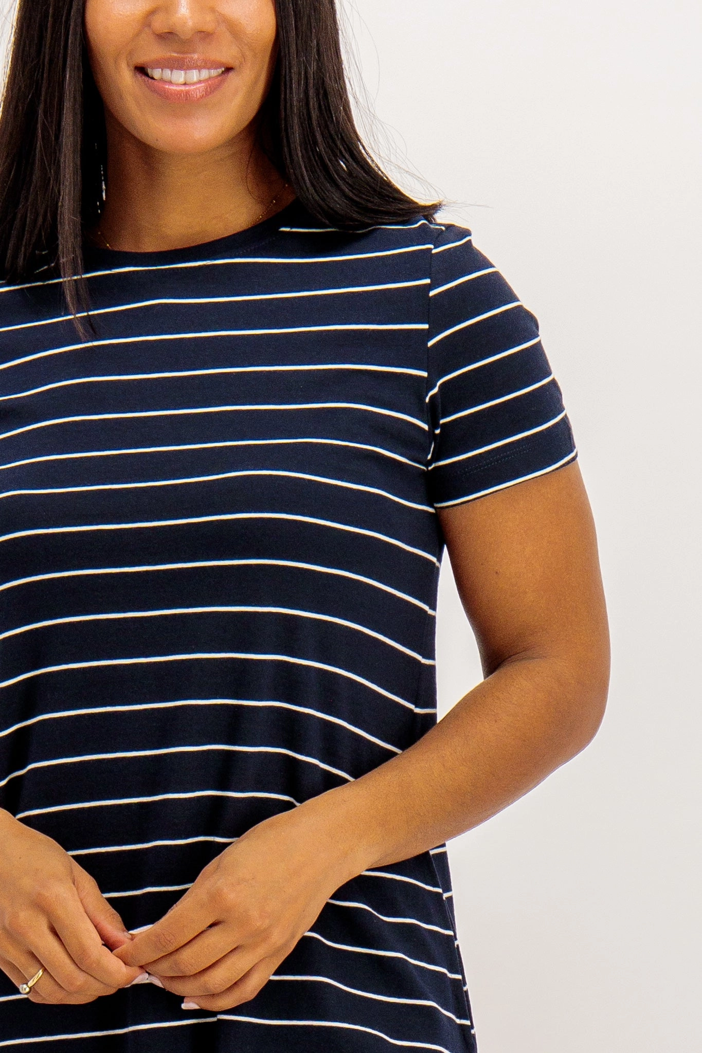 May Navy Stripe Pocket Detail Dress