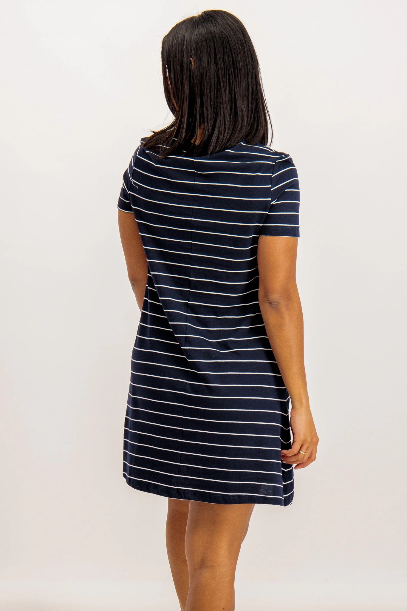 May Navy Stripe Pocket Detail Dress