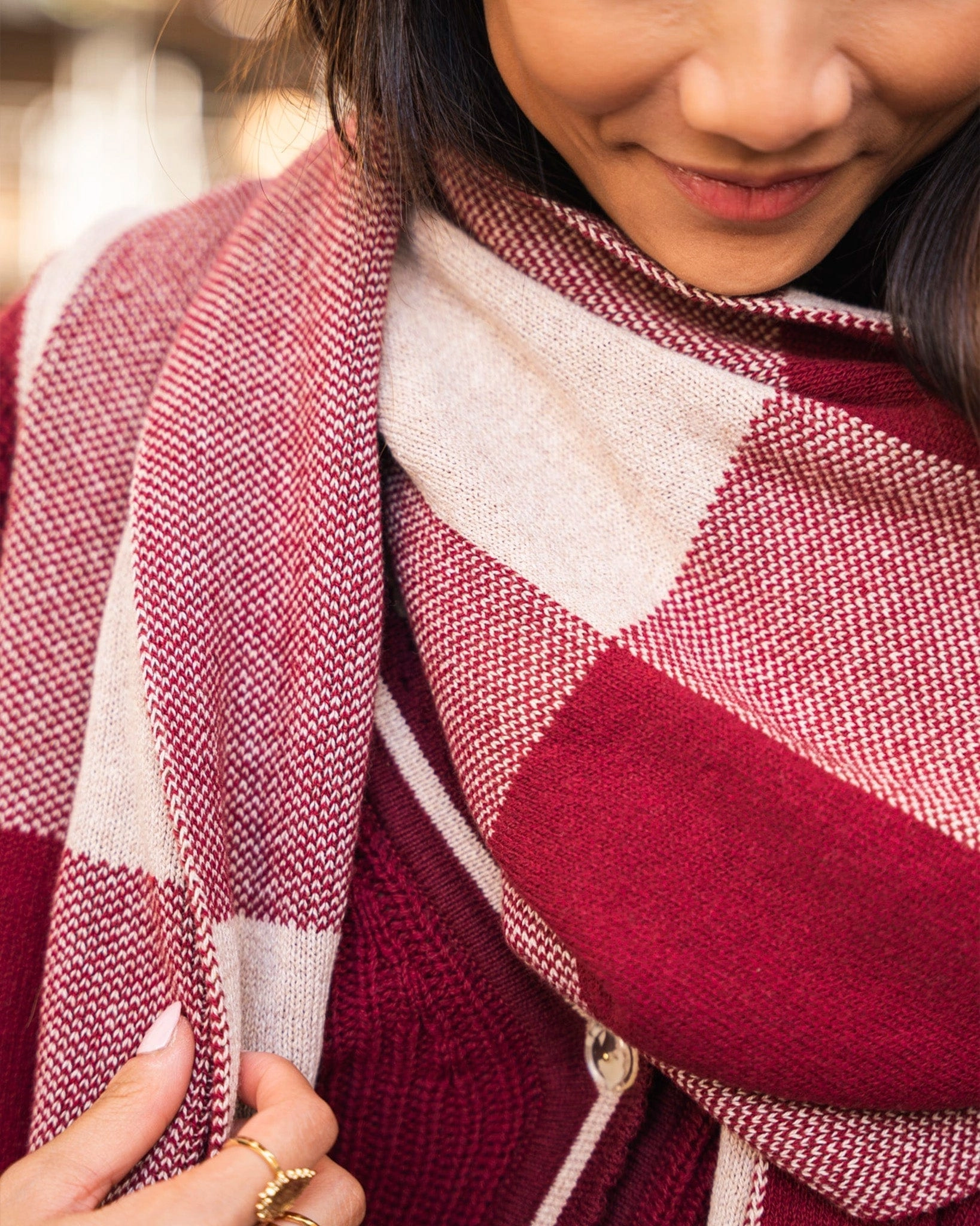 Meridian Recycled Cotton Vegan Scarf | Burgundy
