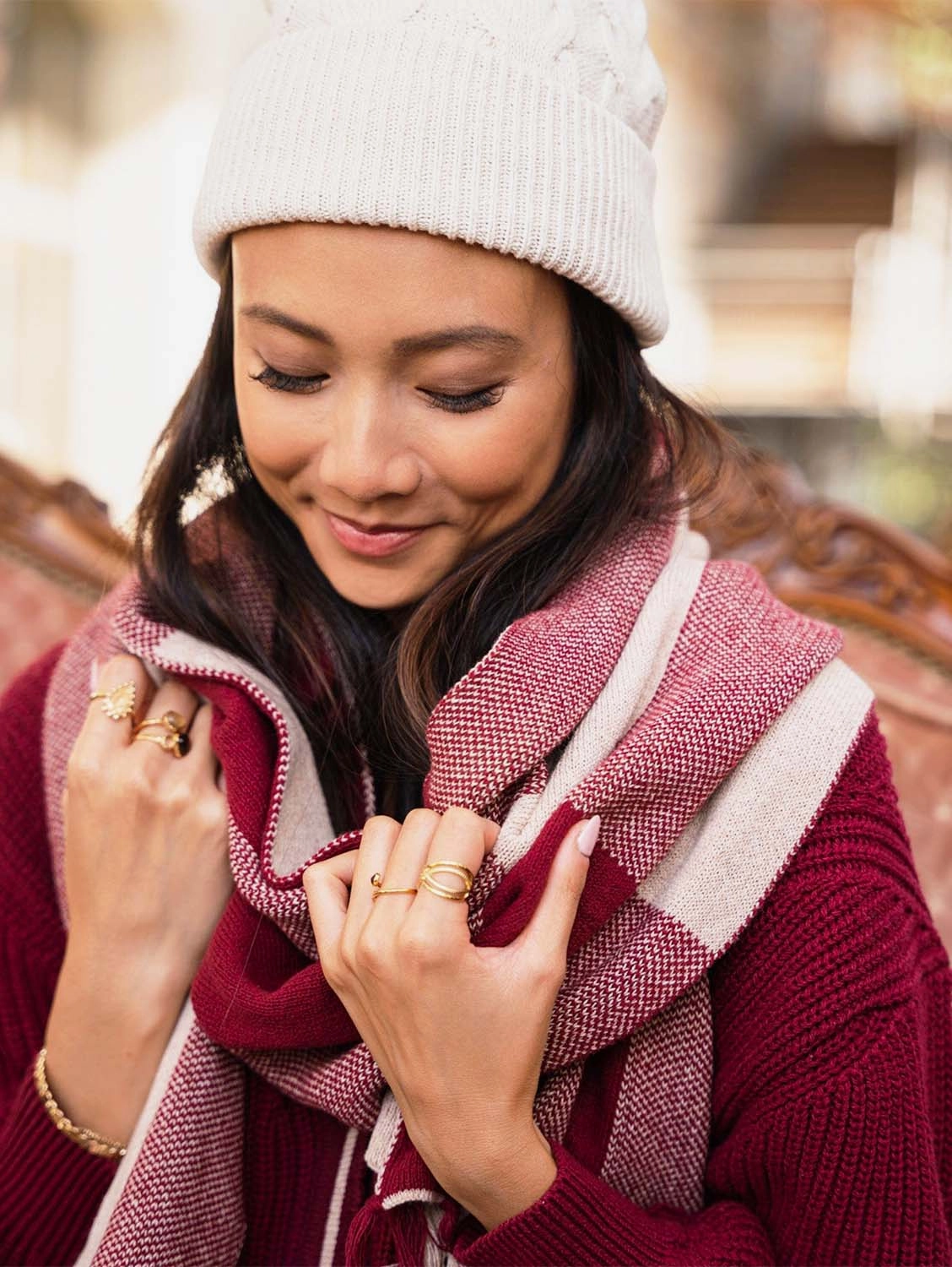 Meridian Recycled Cotton Vegan Scarf | Burgundy